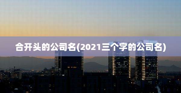 合开头的公司名(2021三个字的公司名)