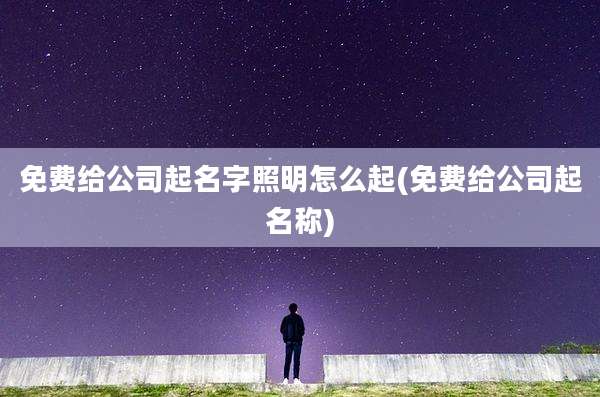 免费给公司起名字照明怎么起(免费给公司起名称)