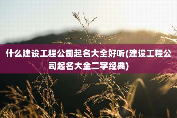 什么建设工程公司起名大全好听(建设工程公司起名大全二字经典)