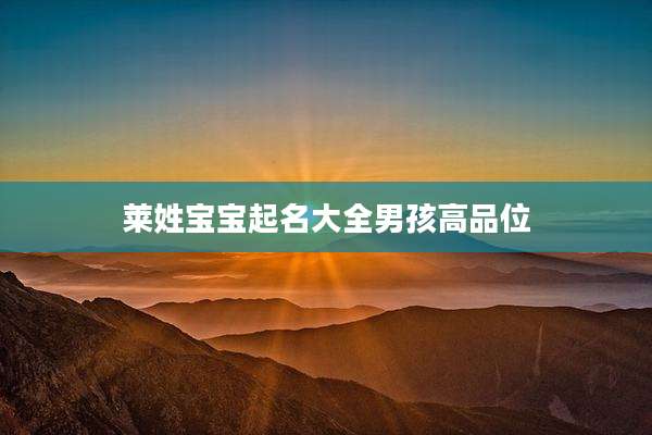 莱姓宝宝起名大全男孩高品位
