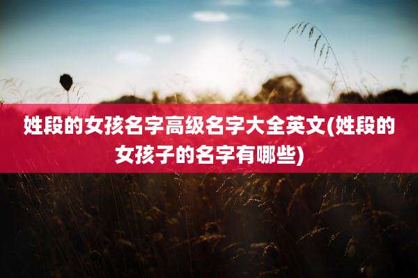 姓段的女孩名字高级名字大全英文(姓段的女孩子的名字有哪些)