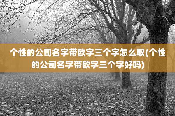 个性的公司名字带欧字三个字怎么取(个性的公司名字带欧字三个字好吗)
