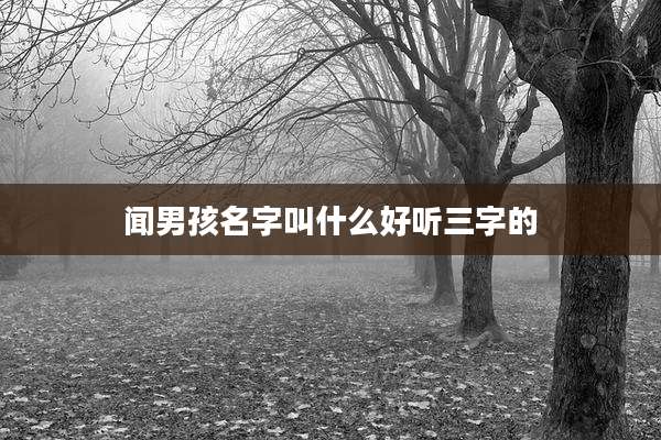 闻男孩名字叫什么好听三字的