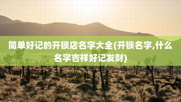 简单好记的开锁店名字大全(开锁名字,什么名字吉祥好记发财)