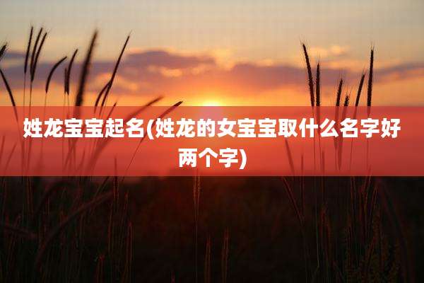 姓龙宝宝起名(姓龙的女宝宝取什么名字好两个字)