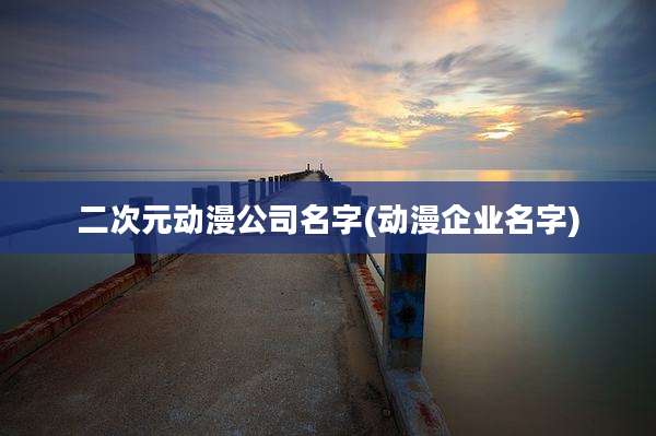 二次元动漫公司名字(动漫企业名字)