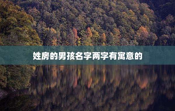 姓房的男孩名字两字有寓意的