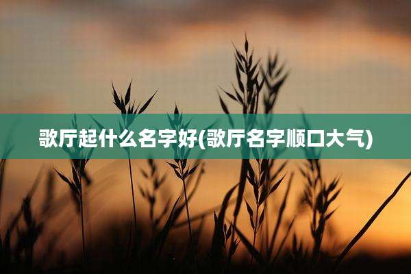歌厅起什么名字好(歌厅名字顺口大气)