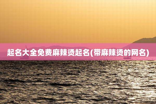 起名大全免费麻辣烫起名(带麻辣烫的网名)