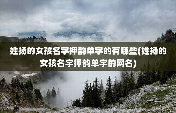 姓扬的女孩名字押韵单字的有哪些(姓扬的女孩名字押韵单字的网名)
