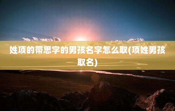 姓项的带思字的男孩名字怎么取(项姓男孩取名)
