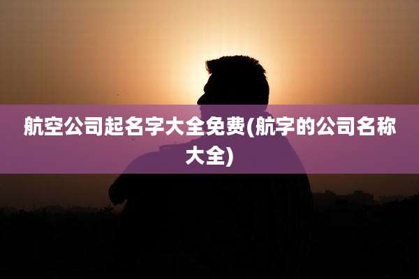 航空公司起名字大全免费(航字的公司名称大全)