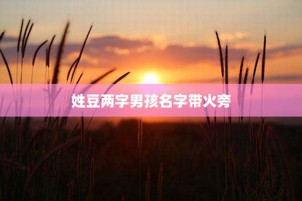 姓豆两字男孩名字带火旁