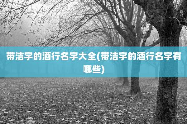 带洁字的酒行名字大全(带洁字的酒行名字有哪些)