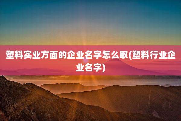 塑料实业方面的企业名字怎么取(塑料行业企业名字)