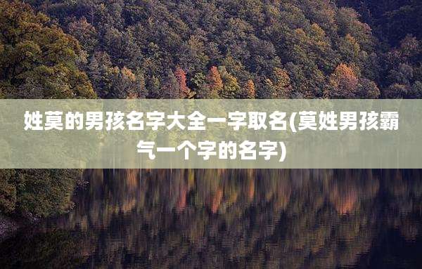 姓莫的男孩名字大全一字取名(莫姓男孩霸气一个字的名字)