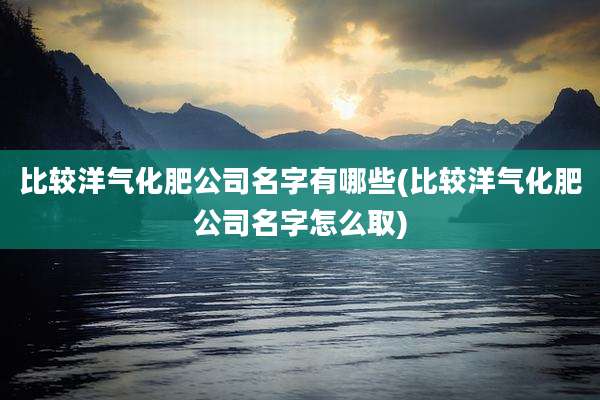 比较洋气化肥公司名字有哪些(比较洋气化肥公司名字怎么取)
