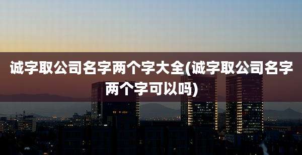 诚字取公司名字两个字大全(诚字取公司名字两个字可以吗)