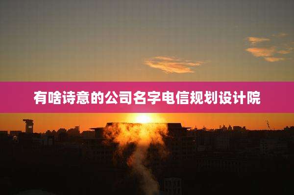 有啥诗意的公司名字电信规划设计院
