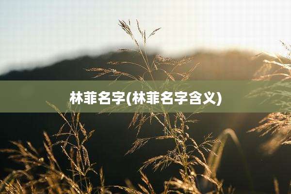 林菲名字(林菲名字含义)