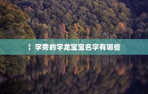 氵字旁的字龙宝宝名字有哪些