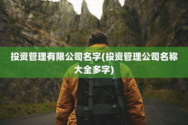 投资管理有限公司名字(投资管理公司名称大全多字)