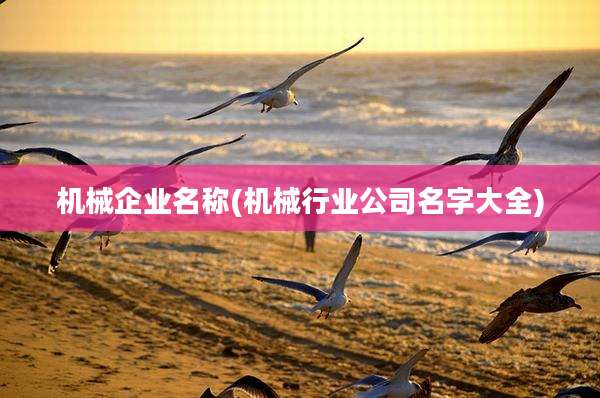 机械企业名称(机械行业公司名字大全)