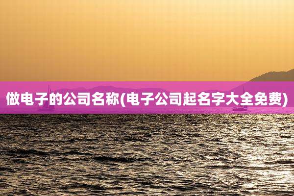 做电子的公司名称(电子公司起名字大全免费)