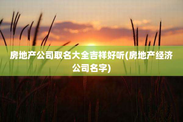 房地产公司取名大全吉祥好听(房地产经济公司名字)