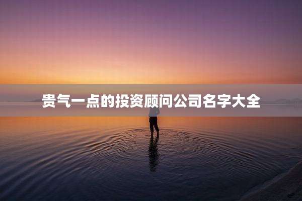 贵气一点的投资顾问公司名字大全