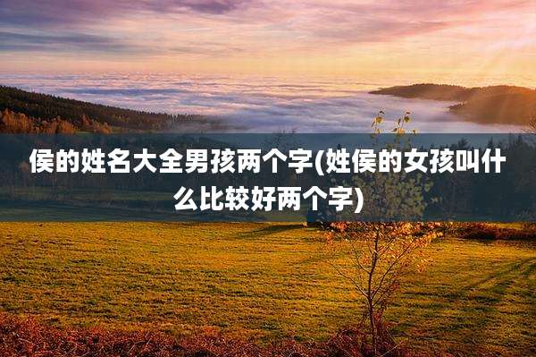 侯的姓名大全男孩两个字(姓侯的女孩叫什么比较好两个字)