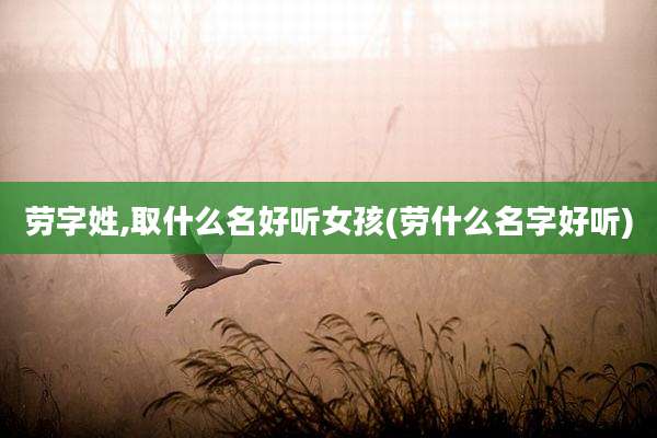 劳字姓,取什么名好听女孩(劳什么名字好听)