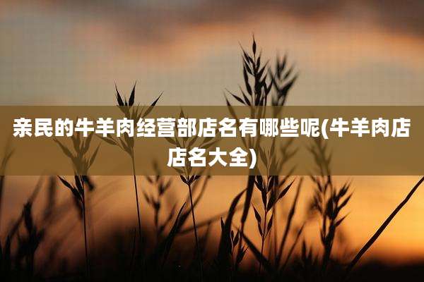 亲民的牛羊肉经营部店名有哪些呢(牛羊肉店店名大全)