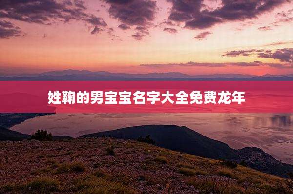 姓鞠的男宝宝名字大全免费龙年