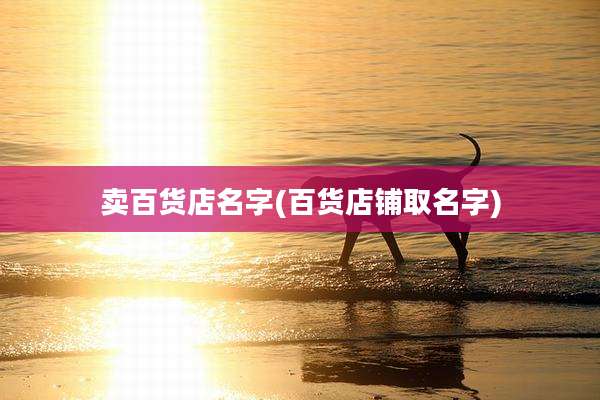 卖百货店名字(百货店铺取名字)