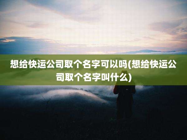 想给快运公司取个名字可以吗(想给快运公司取个名字叫什么)