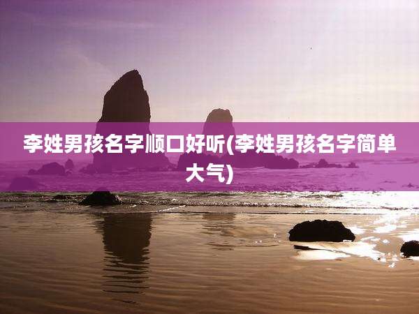 李姓男孩名字顺口好听(李姓男孩名字简单大气)