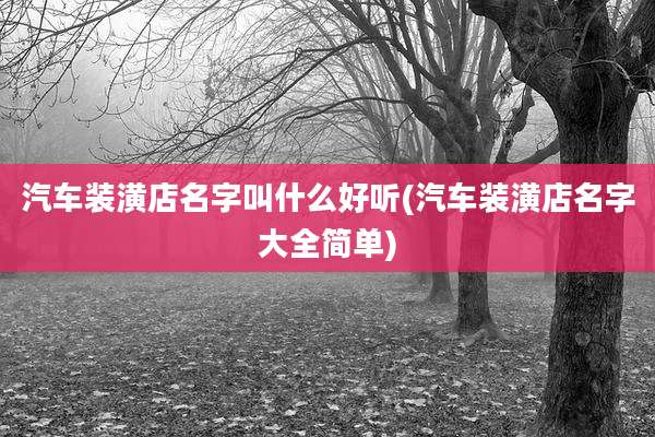 汽车装潢店名字叫什么好听(汽车装潢店名字大全简单)