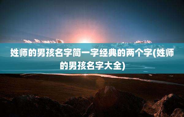 姓师的男孩名字简一字经典的两个字(姓师的男孩名字大全)