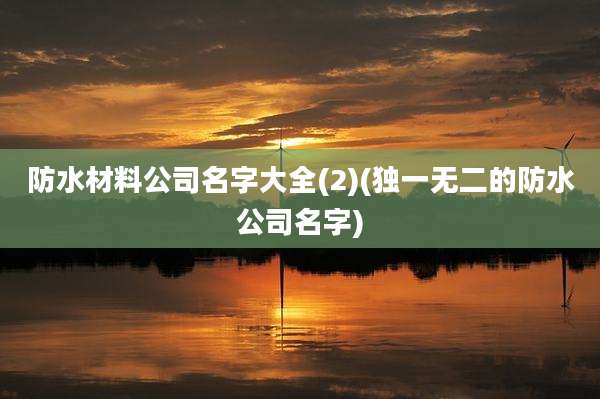 防水材料公司名字大全(2)(独一无二的防水公司名字)