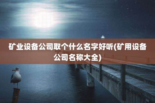 矿业设备公司取个什么名字好听(矿用设备公司名称大全)