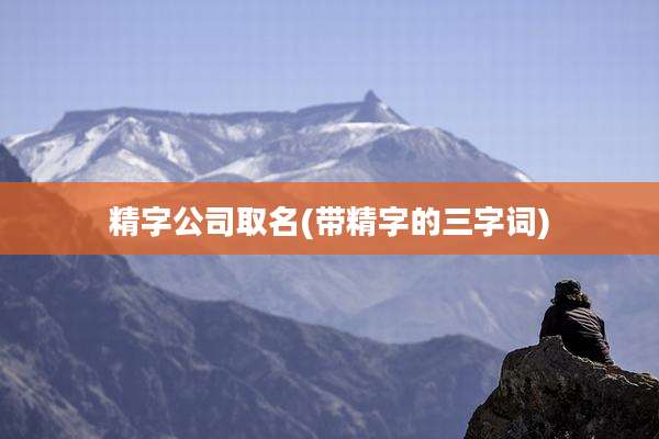 精字公司取名(带精字的三字词)