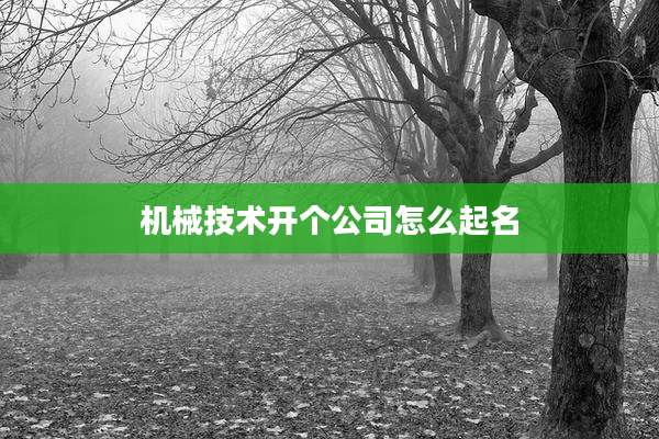 机械技术开个公司怎么起名