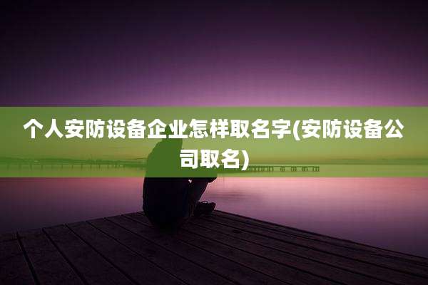 个人安防设备企业怎样取名字(安防设备公司取名)
