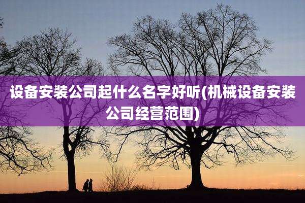 设备安装公司起什么名字好听(机械设备安装公司经营范围)