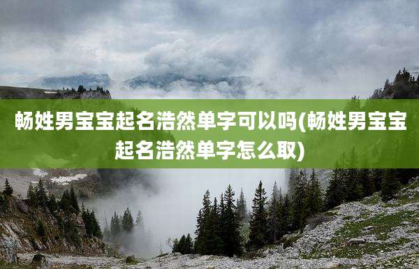 畅姓男宝宝起名浩然单字可以吗(畅姓男宝宝起名浩然单字怎么取)