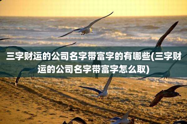 三字财运的公司名字带富字的有哪些(三字财运的公司名字带富字怎么取)