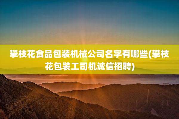 攀枝花食品包装机械公司名字有哪些(攀枝花包装工司机诚信招聘)