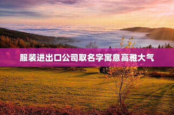 服装进出口公司取名字寓意高雅大气