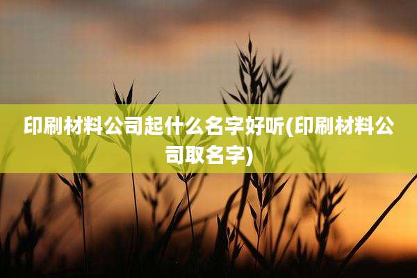 印刷材料公司起什么名字好听(印刷材料公司取名字)